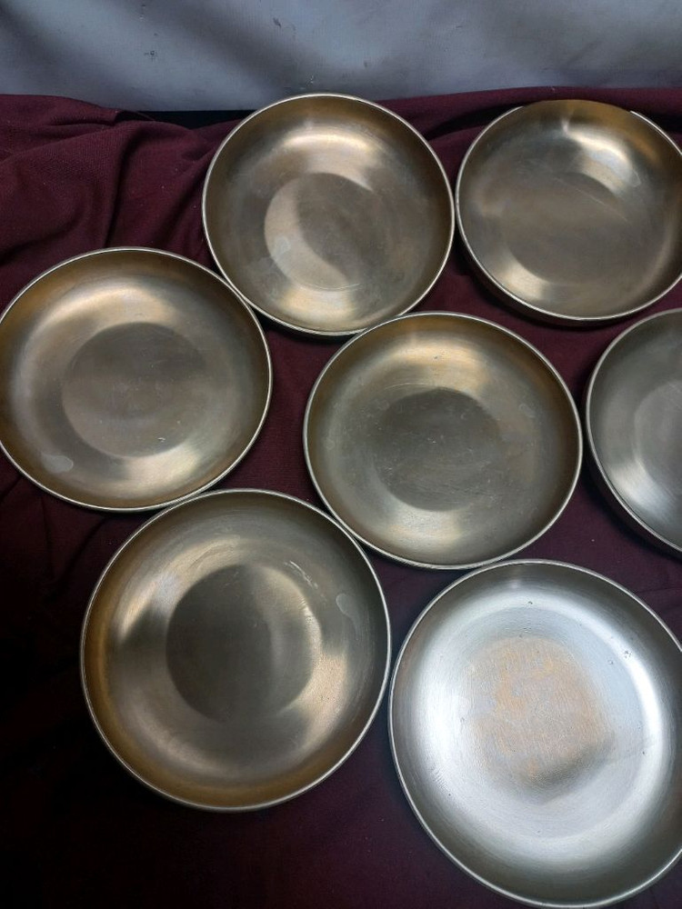 오부자 방짜유기 볼 접시 10점 유기 접시 유기 그릇 놋그릇 무형문화재 이점술 방자유기 놋 접시 이미지