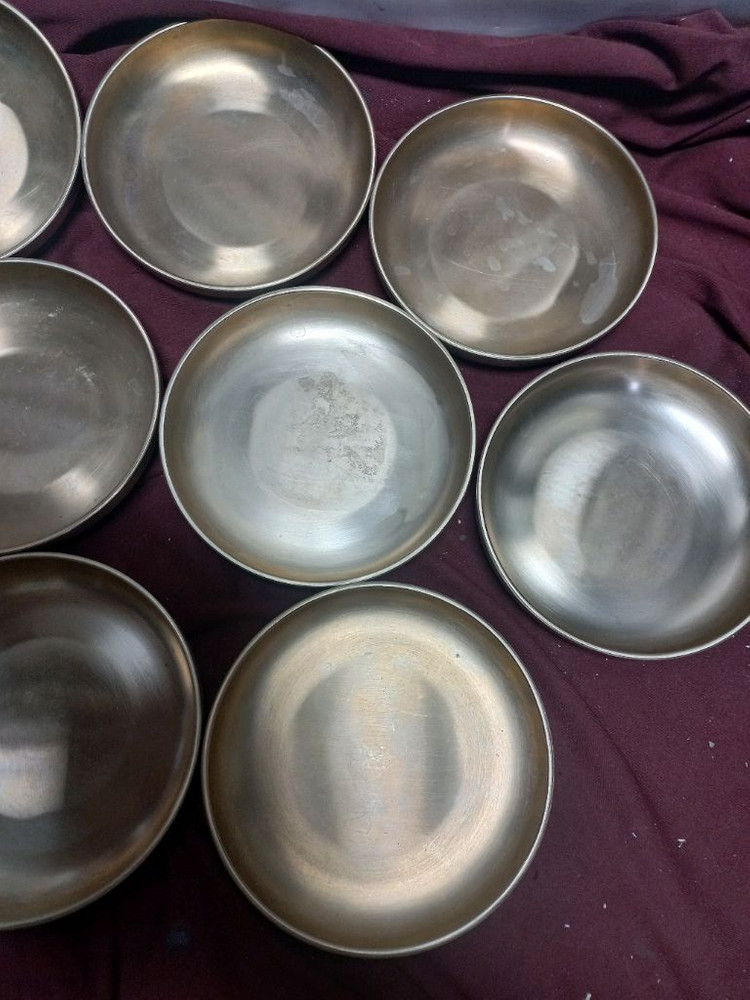 오부자 방짜유기 볼 접시 10점 유기 접시 유기 그릇 놋그릇 무형문화재 이점술 방자유기 놋 접시 이미지