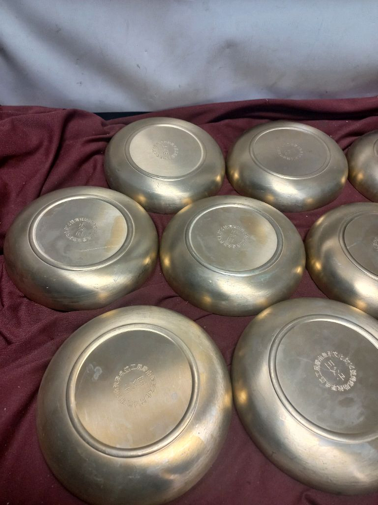 오부자 방짜유기 볼 접시 10점 유기 접시 유기 그릇 놋그릇 무형문화재 이점술 방자유기 놋 접시 이미지