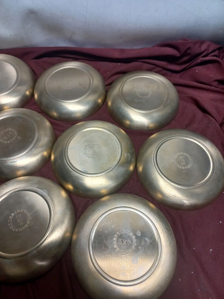 오부자 방짜유기 볼 접시 10점 유기 접시 유기 그릇 놋그릇 무형문화재 이점술 방자유기 놋 접시 이미지