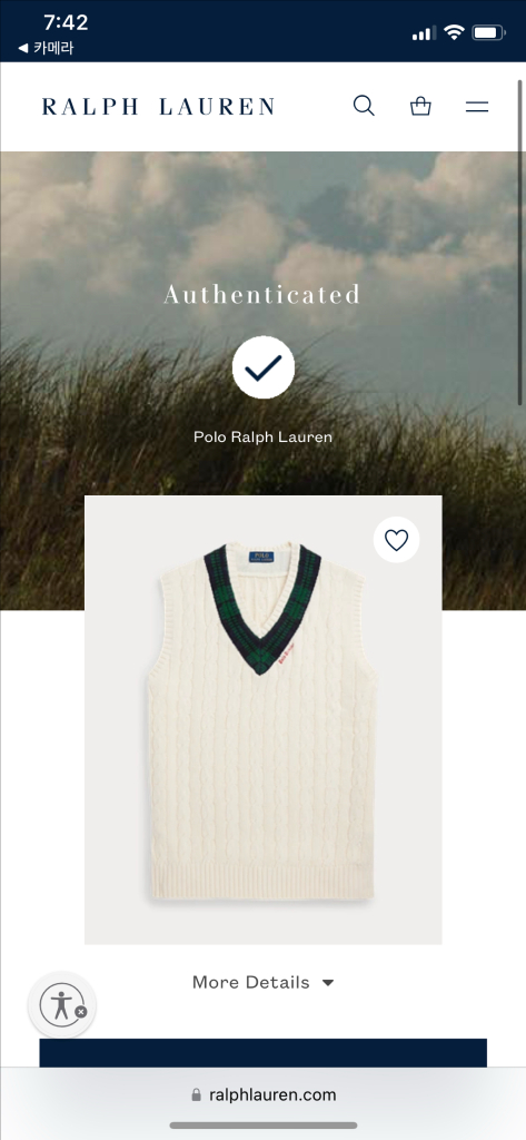 폴로 L 크리켓 니트 조끼 QR매장판 새상품 이미지