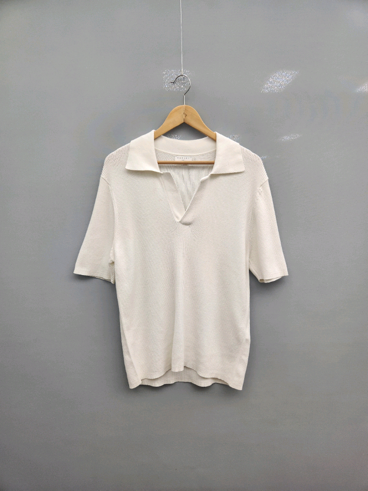 산드로 오픈카라 립 폴로 니트 티셔츠 이미지