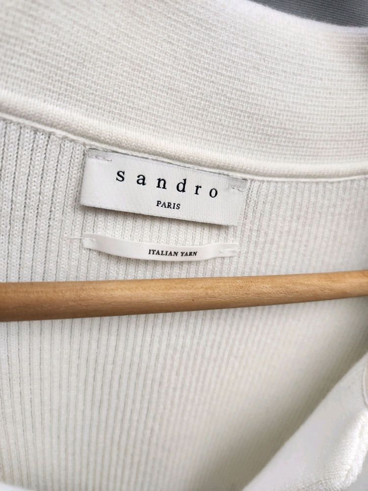 산드로 오픈카라 립 폴로 니트 티셔츠 이미지