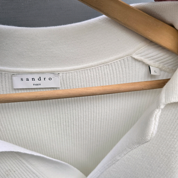 산드로 오픈카라 립 폴로 니트 티셔츠 이미지