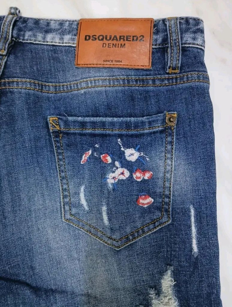 [초 희귀템 여성용] 디스쿼어드2 플라워 자수 데님 청바지 바지 28 인찌 발망 아미리 에디하디 크롬하츠 바이커진 이미지