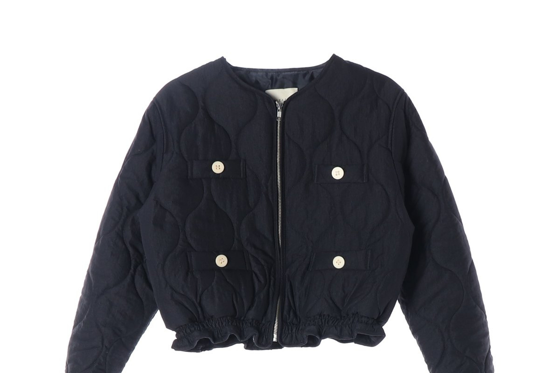 시야쥬 SIOT4064 퀼팅 트위드 재킷 숏 패딩 자켓 블랙 이미지