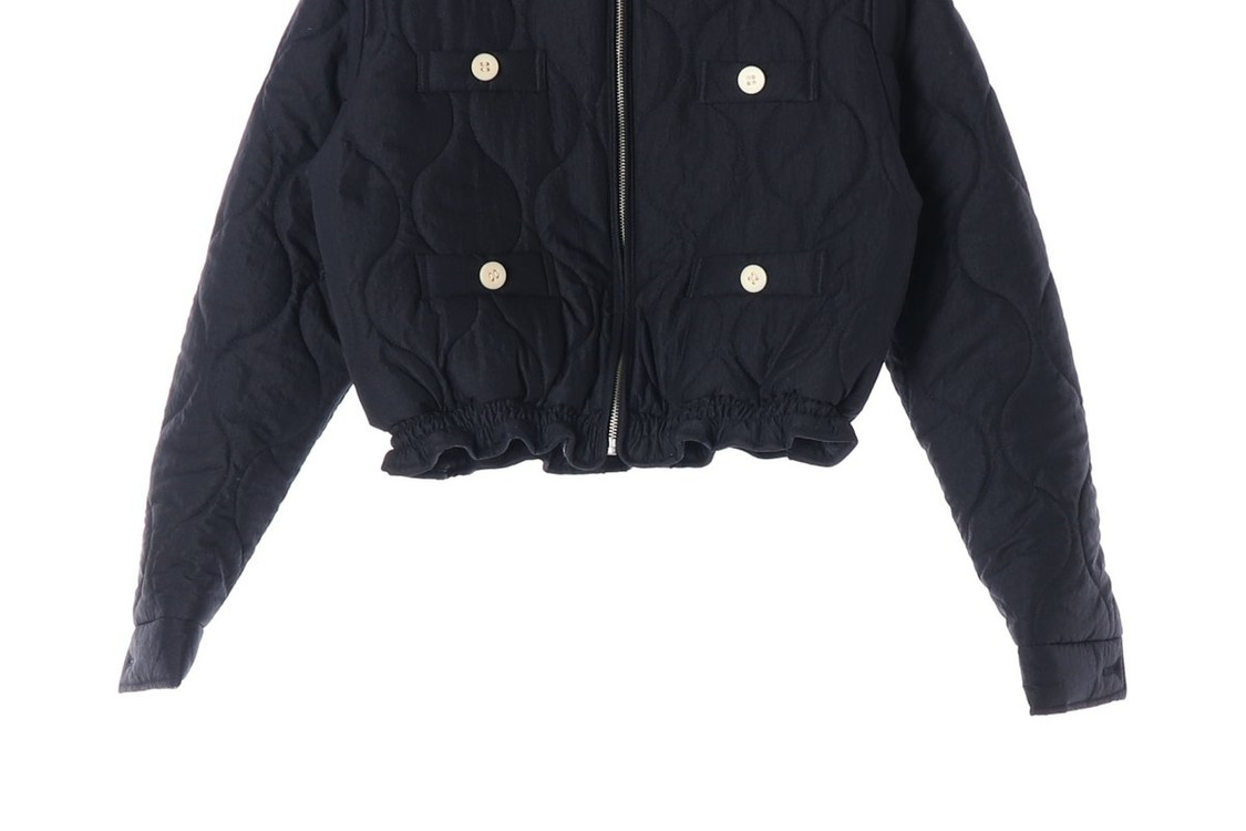 시야쥬 SIOT4064 퀼팅 트위드 재킷 숏 패딩 자켓 블랙 이미지