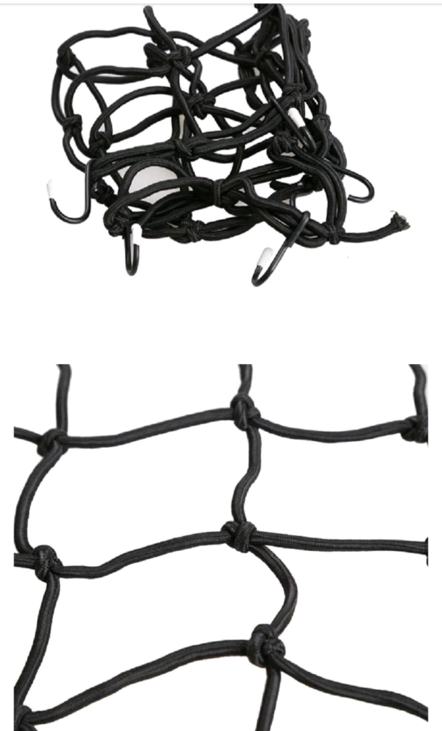 오토바이 그물망 바이크 구물 헬멧 네트 짐끈 바달끈 고정밴드 오토바이 헬멧이나 짐을 고정하는 데 사용하는 오토바이 이미지