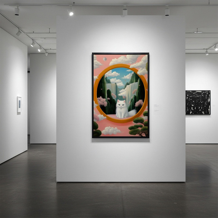 꿈의 중심에서 기다리는 것 그림 액자 팝아트 인테리어소품 하얀고양이그림 고양이액자 대형 거실 포인트 아트포스터 벽장 이미지