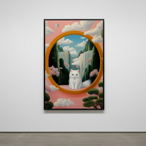 꿈의 중심에서 기다리는 것 그림 액자 팝아트 인테리어소품 하얀고양이그림 고양이액자 대형 거실 포인트 아트포스터 벽장 이미지