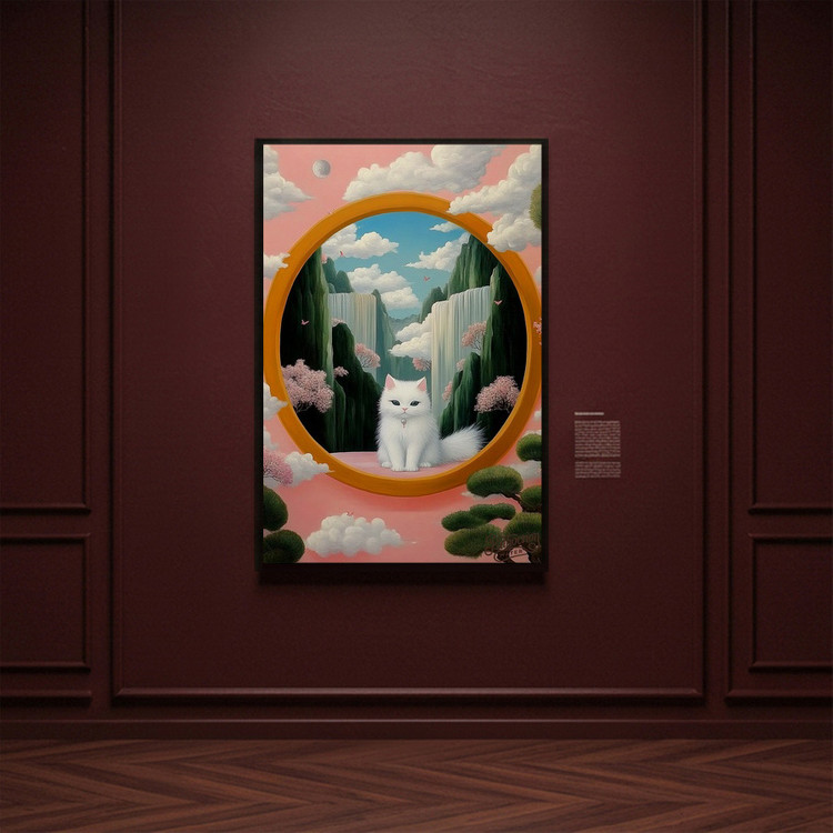 꿈의 중심에서 기다리는 것 그림 액자 팝아트 인테리어소품 하얀고양이그림 고양이액자 대형 거실 포인트 아트포스터 벽장 이미지