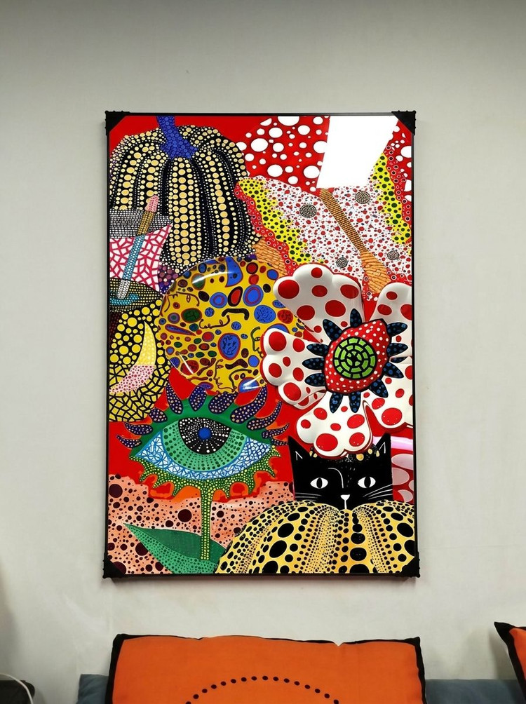 그림 액자 팝아트 인테리어소품 고양이그림 고양이액자 나비그림 거실 대형 벽걸이 아트포스터 쿠사마야요이 스타일 디자인 이미지