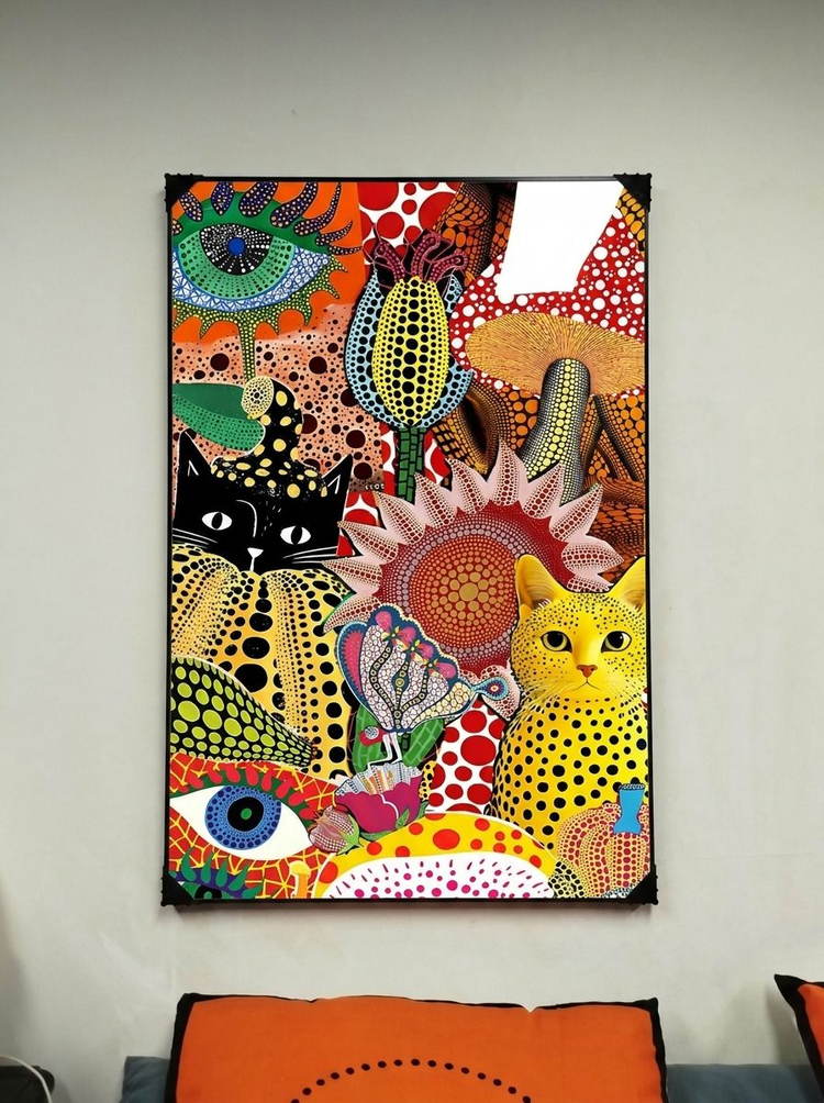 그림 액자 팝아트 인테리어소품 고양이그림 호박액자 나비그림 꽃액자 대형 거실 포인트 아트포스터 화려한 색감의 쿠사마 이미지
