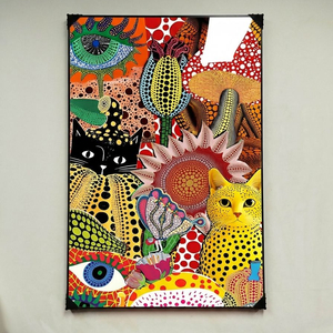 그림 액자 팝아트 인테리어소품 고양이그림 고양이액자 꽃액자 해바라기그림 야요이쿠사마 스타일 거실 대형 벽걸이 아트포 이미지