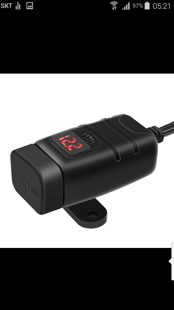 오토바이 usb 충전기 QC3.0 PD 고속충전 전압계 이미지