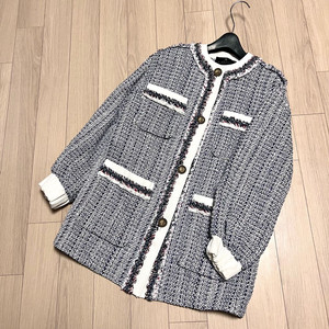 한섬 랑방컬렉션 LANVIN 135만 트위드 자켓 가디건 노카라 라운드넥 퍼프 이미지