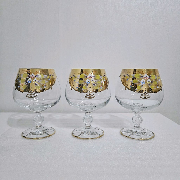 빈티지 이탈리아 무라노 금장 꽃무늬 와인잔*개당가격 이미지
