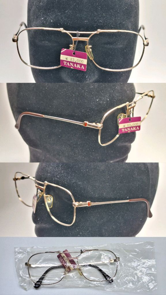 80s 일본제 빈티지 데드스톡 미사용/D-PAT-P 웰링턴 투브릿지 안경테 54mm 보석장식 여성 클래식 더블브릿지 이미지