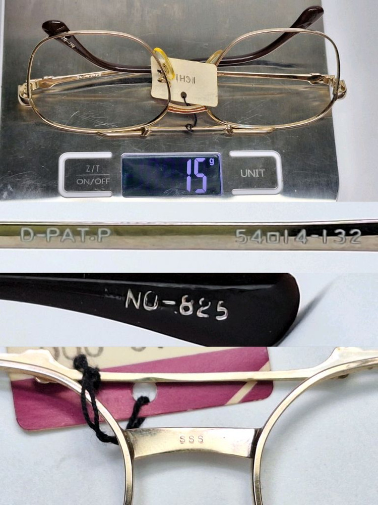 80s 일본제 빈티지 데드스톡 미사용/D-PAT-P 웰링턴 투브릿지 안경테 54mm 보석장식 여성 클래식 더블브릿지 이미지