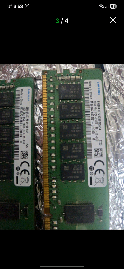 ecc 서버 RAM 삼성 ddr4 메모리램 32gb 2개 16gb 2개 이미지