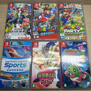 닌텐도칩 ( 스매시브라더스 얼티밋, 마리오오디세이, 마리오파티 슈퍼스타즈, 닌텐도스포츠, 포켓몬스터 실드, 버블보블 이미지