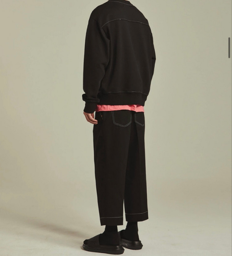 메종미네드 CROPPED TAPERED DENIM TROUSERS BLACK 29~30사이즈 이미지