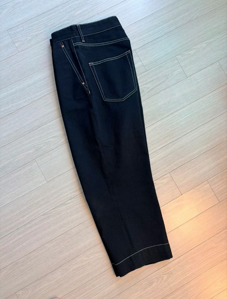 메종미네드 CROPPED TAPERED DENIM TROUSERS BLACK 29~30사이즈 이미지