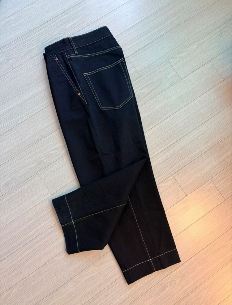 메종미네드 CROPPED TAPERED DENIM TROUSERS BLACK 29~30사이즈 이미지
