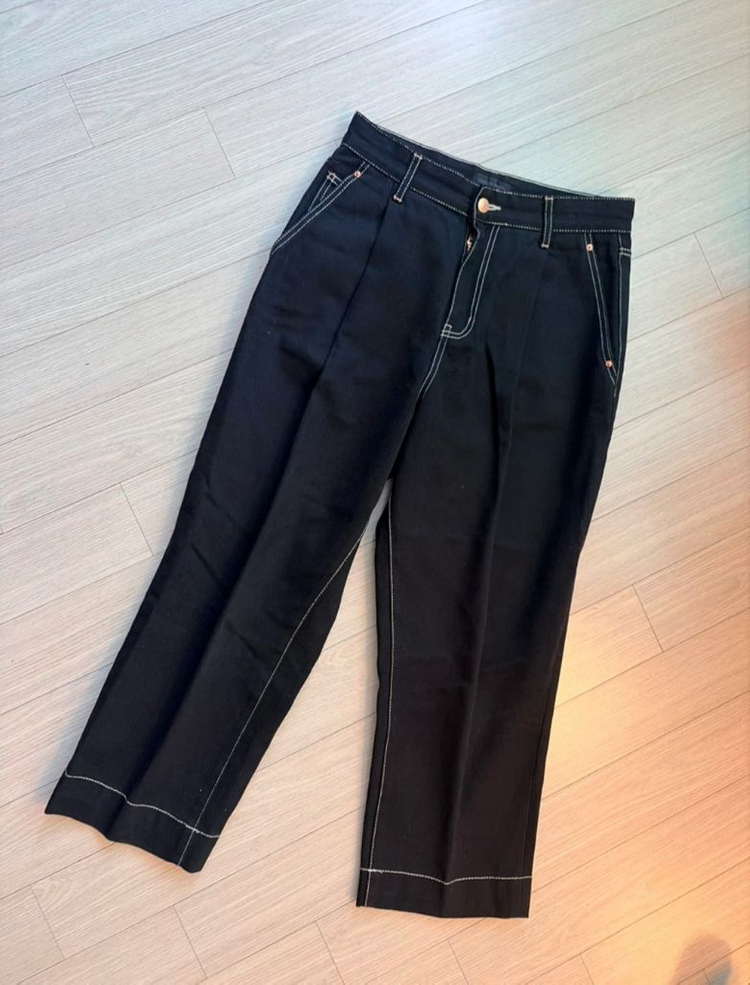 메종미네드 CROPPED TAPERED DENIM TROUSERS BLACK 29~30사이즈 이미지