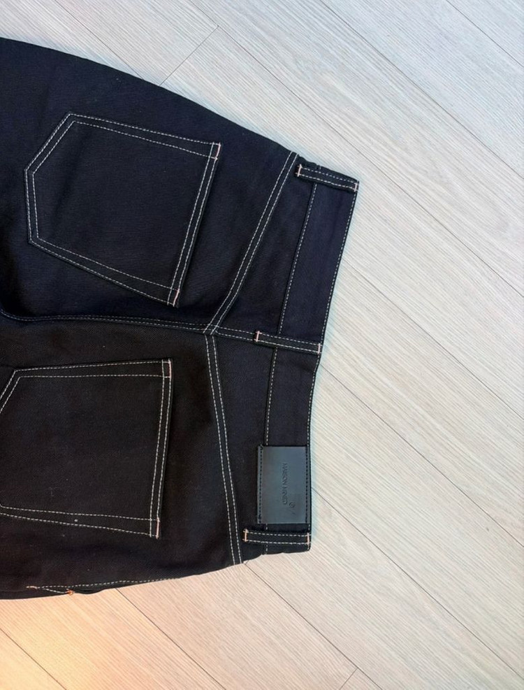 메종미네드 CROPPED TAPERED DENIM TROUSERS BLACK 29~30사이즈 이미지