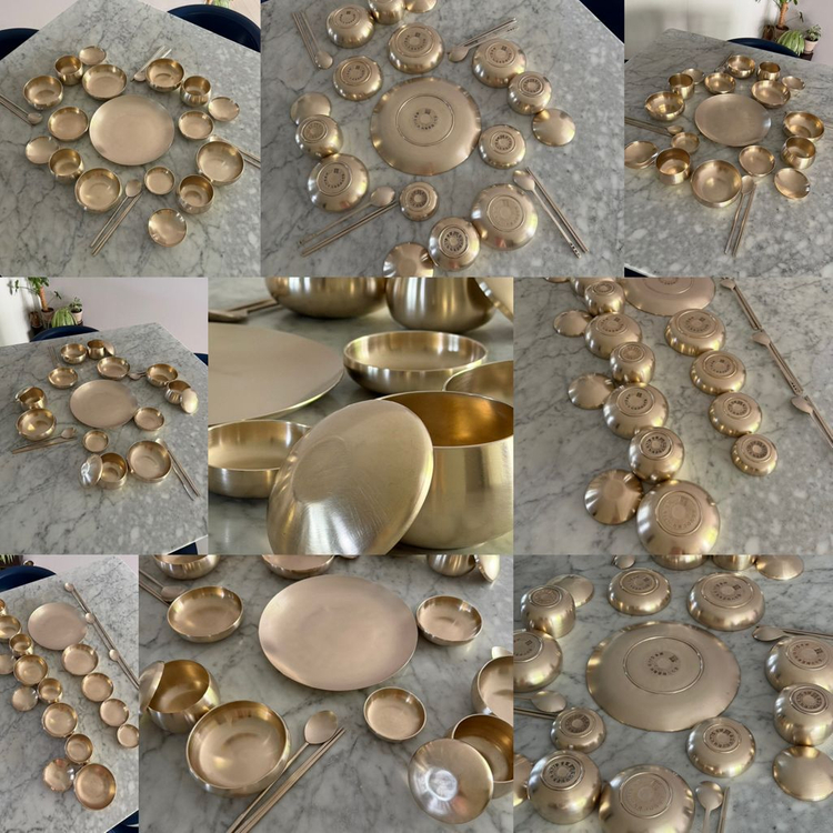 유기 그릇 대한민국 인간문화재 국가중요무형문화재 제77호 향원 김근수 4인 유기 반상기 이미지