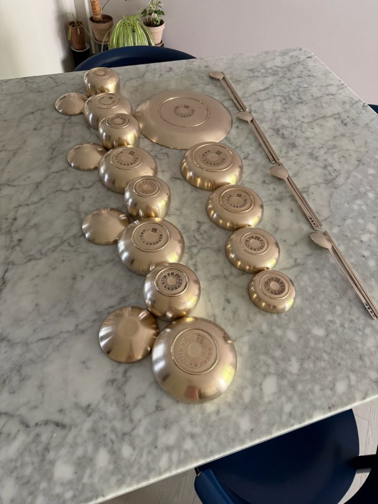 유기 그릇 대한민국 인간문화재 국가중요무형문화재 제77호 향원 김근수 4인 유기 반상기 이미지