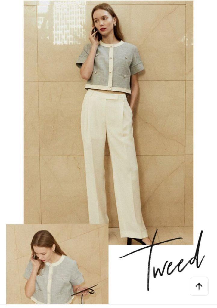 프론트로우 트위드 크롭 자켓 라이트블루 (55~66) 이미지