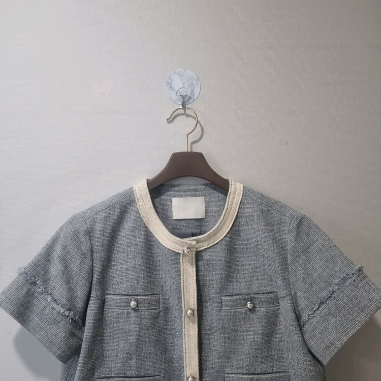 프론트로우 트위드 크롭 자켓 라이트블루 (55~66) 이미지