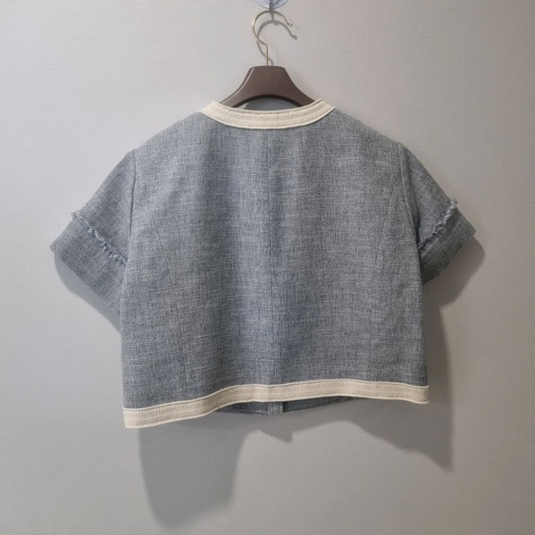 프론트로우 트위드 크롭 자켓 라이트블루 (55~66) 이미지