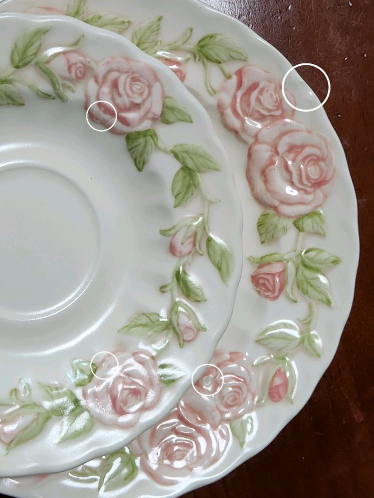 멧락스 버논 로즈 멧록스 찻잔 트리오 빈티지 그릇 빈티지 티컵 세트 플레이트 접시 이미지