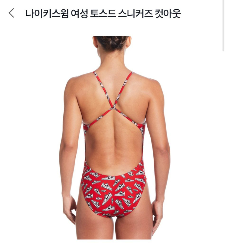 새상품)나이키 스윔 토스드 스니커즈 컷아웃 레드 수영복 이미지