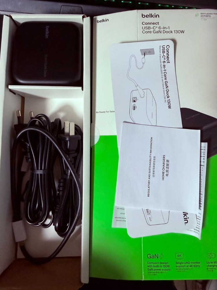 벨킨 6in1 코어 130W GaN C타입 멀티허브 독 이미지