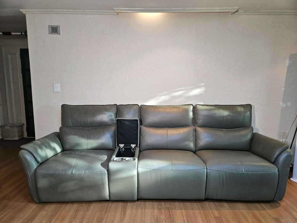 3~4인용 인조가죽 리클라이너 소파 이미지