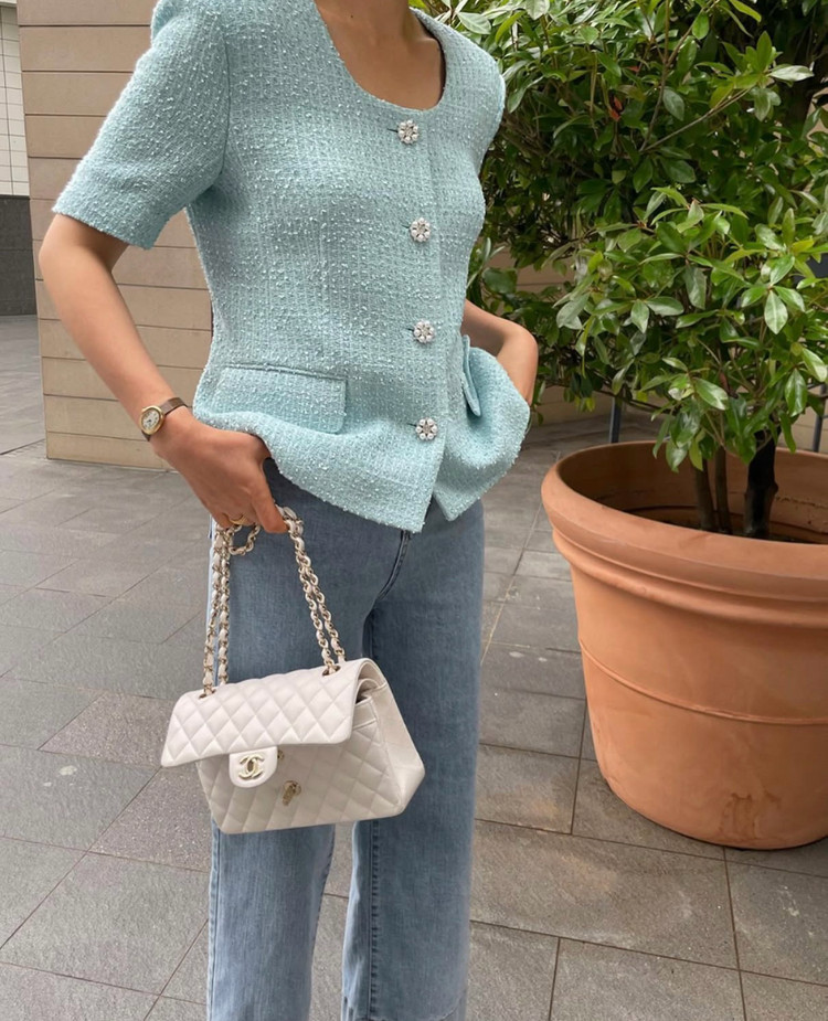 새상품 최종가격) 라밤바룸 버젤주얼리재킷 민트 반팔트위드자켓 오르 드주이 오뮤 매니모어몽 쎄모먼 11am 마이아이코 이미지