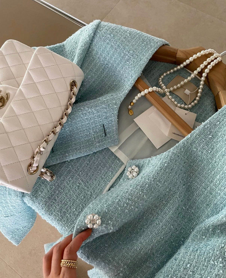 새상품 최종가격) 라밤바룸 버젤주얼리재킷 민트 반팔트위드자켓 오르 드주이 오뮤 매니모어몽 쎄모먼 11am 마이아이코 이미지