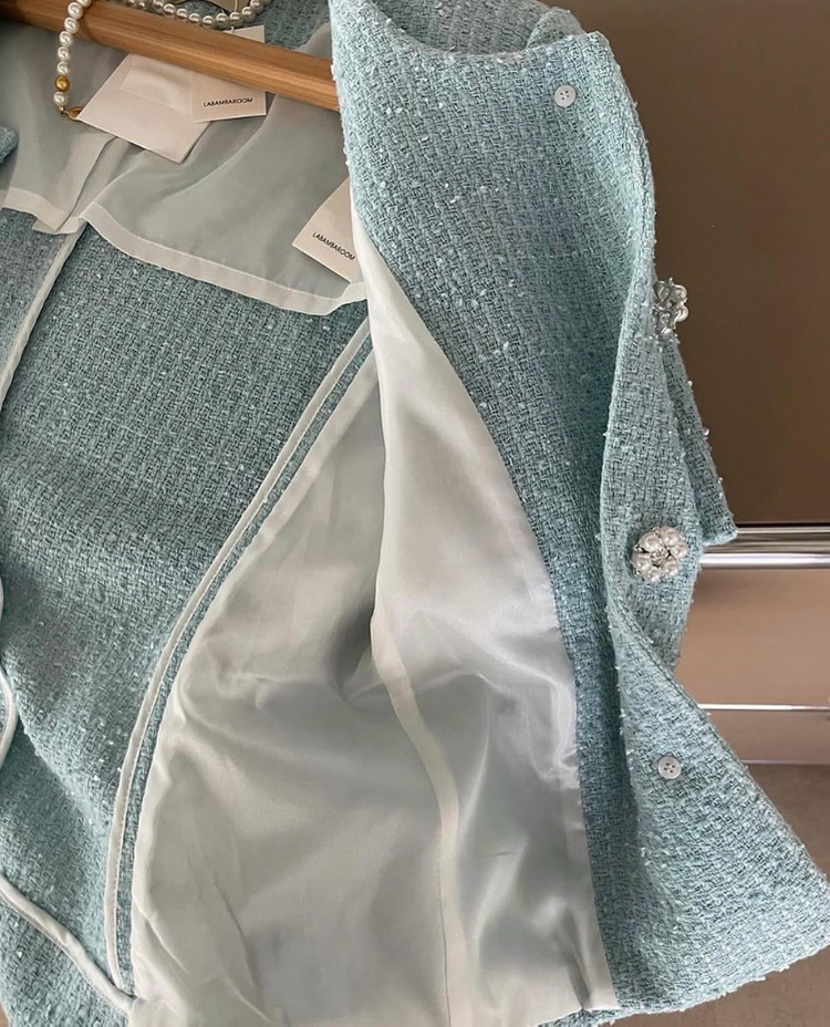 새상품 최종가격) 라밤바룸 버젤주얼리재킷 민트 반팔트위드자켓 오르 드주이 오뮤 매니모어몽 쎄모먼 11am 마이아이코 이미지