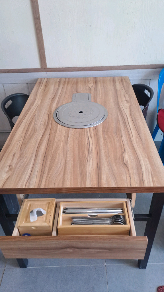 4인 서랍 테이블+lpg가스레인지+의자포함 이미지