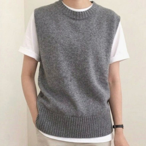 니트 베스트 조끼 그레이 이미지