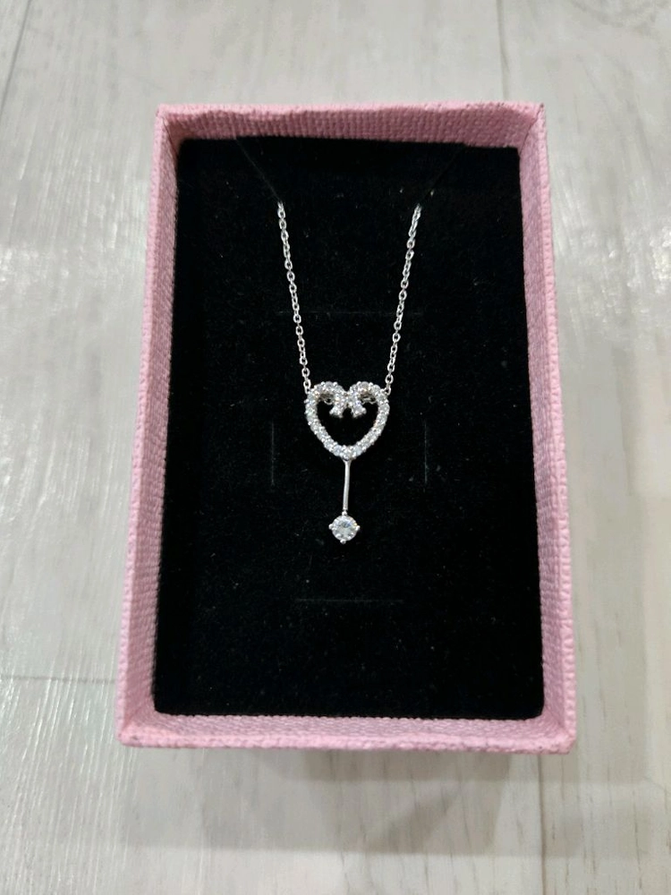 14k 화이트골드 하트 목걸이 2.45g 무료배송 이미지