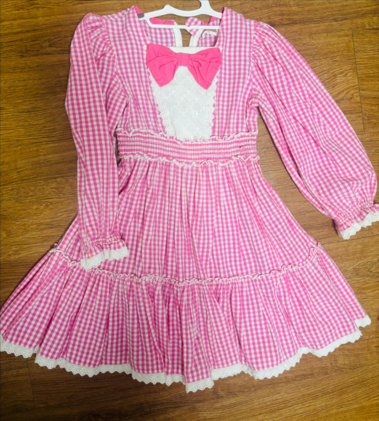 여아 핑크 체크 리본 원피스팝니다(110) 이미지