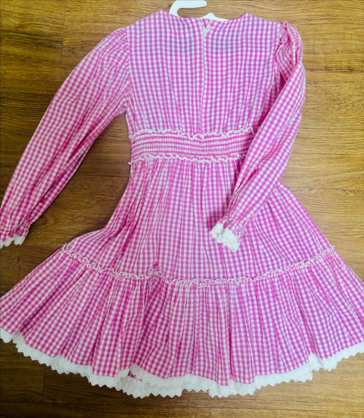 여아 핑크 체크 리본 원피스팝니다(110) 이미지