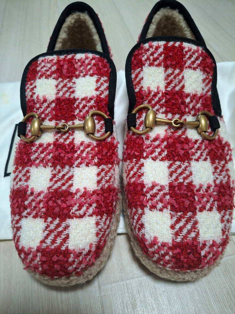 (정품) 새상품 구찌 홀스빗 울 체크 슬립온 스니커즈 이미지