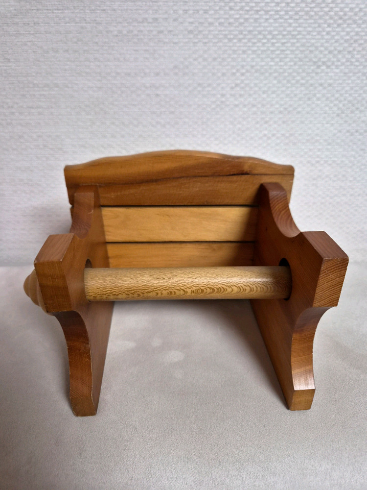 90년대 빈티지 원목 벽걸이 선반 의자 휴지걸이 이미지