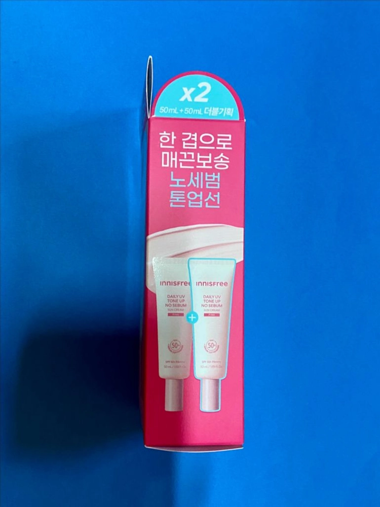 [새제품]이니스프리 리뉴얼 노세범 톤업 선크림 핑크 50+50ml 이미지
